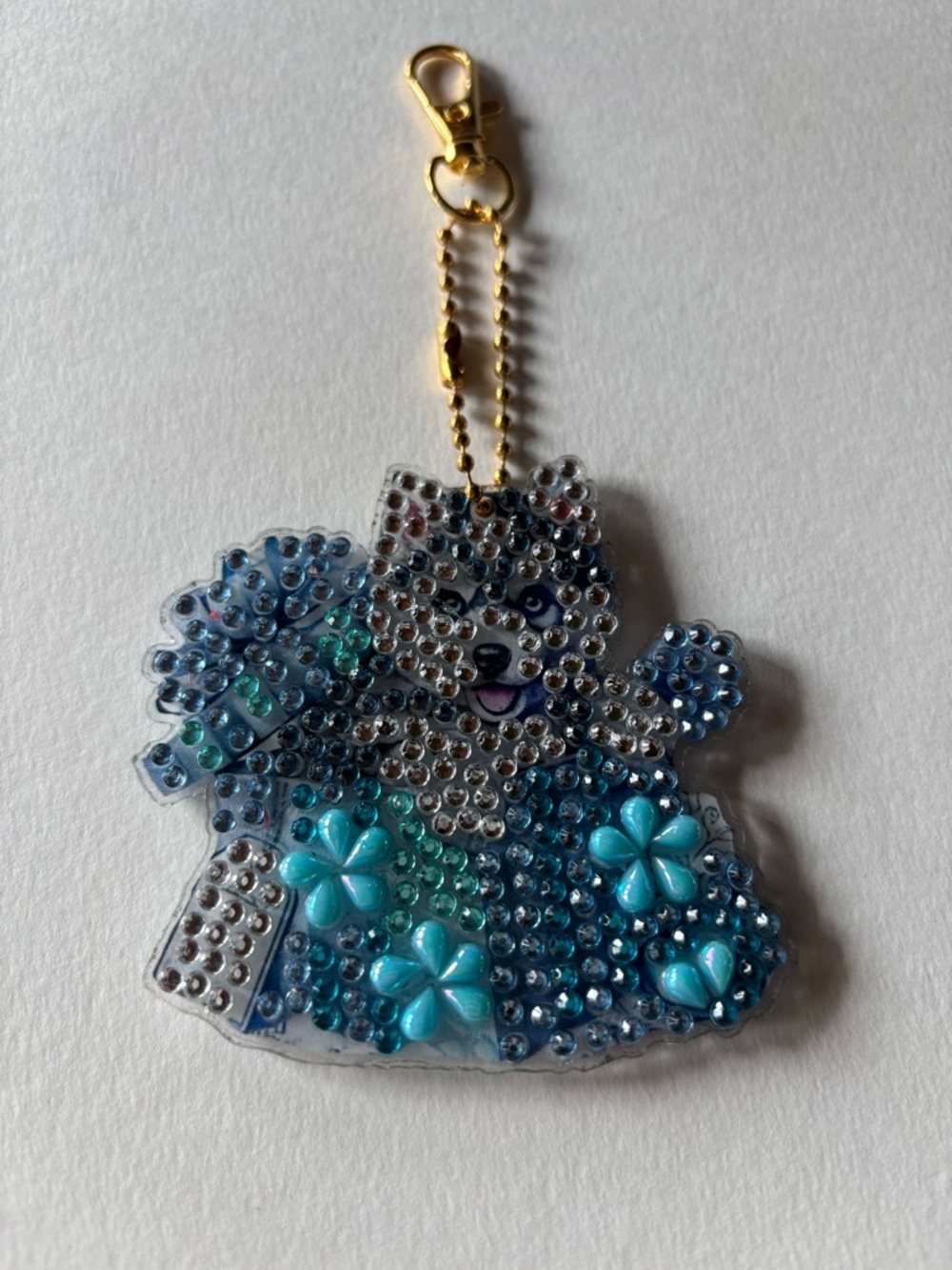 Rhinestone Husky Keychain